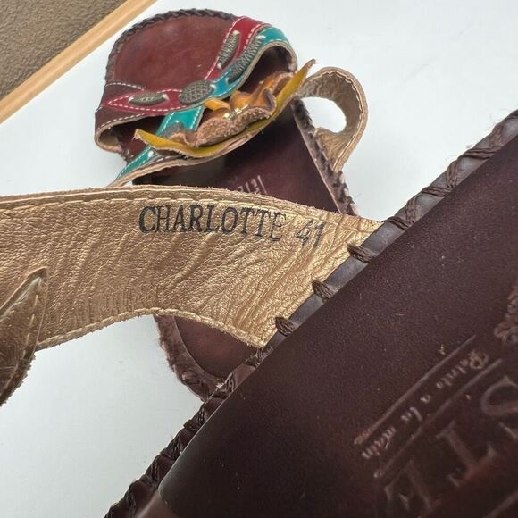 LArtiste Spring Step Flower Rhinestone Wedge Sandals Charlotte Size 41 US 9.5-10 - Picture 7 of 8